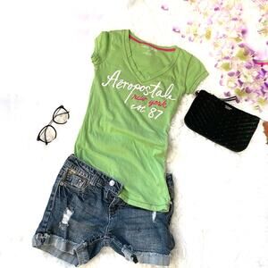 Aeropostale Kids V-neck Cap Sleeve Green Top SP